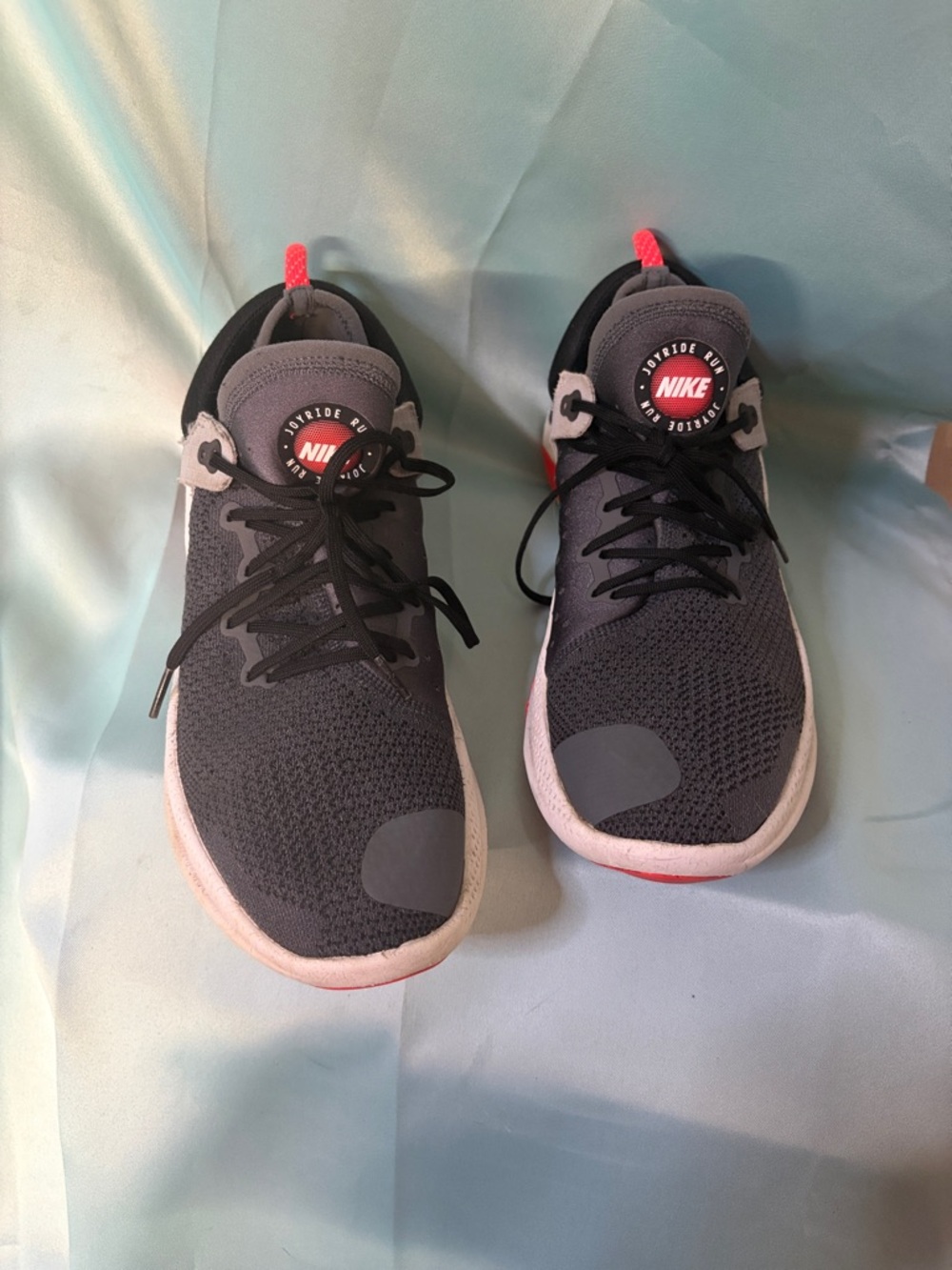 Nike Joyride Run Flyknit Sneakers Men Size 14 | Charcoal Grey/Orange| Rare Size - Picture 2 of 6